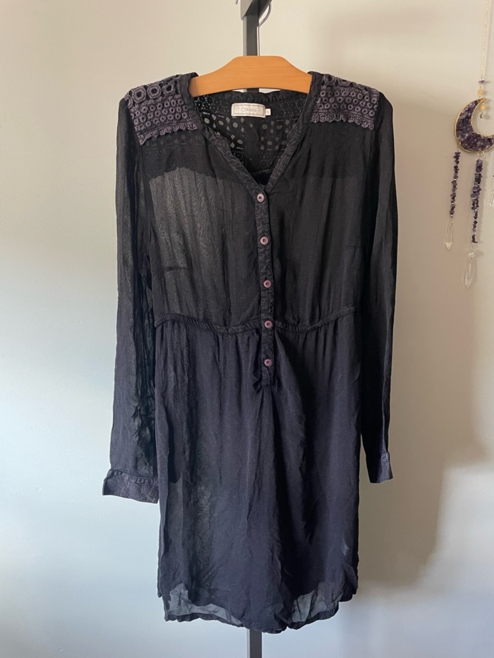 Boho Whimsigoth Tunic Dress Crochet Witchy Romantic Goth Stevie Nicks Large